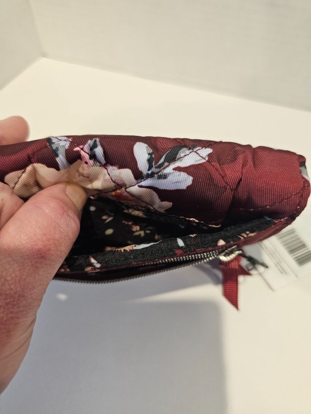 NWT Vera Bradley RFID Riley Compact Wallet Blooms Branches Burgundy Flowers Red - Picture 4 of 13